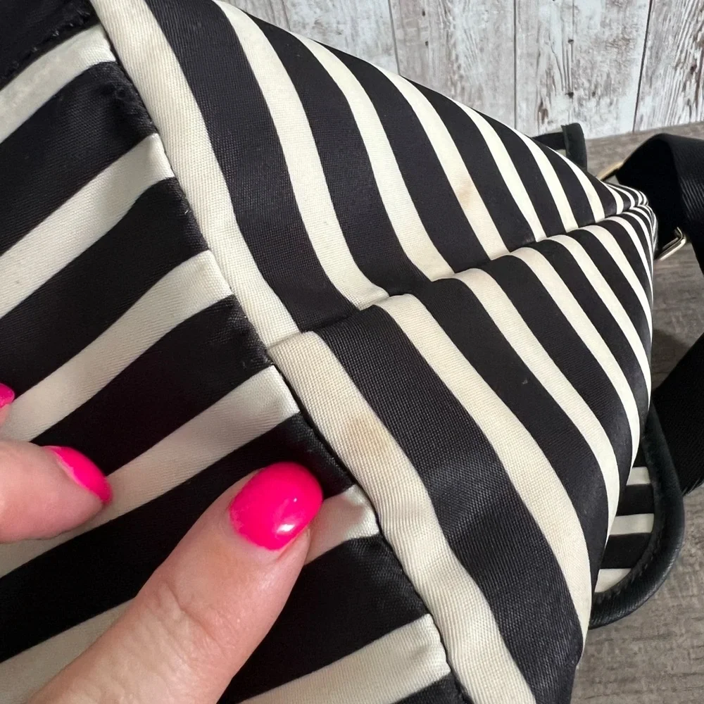 Kate Spade Black and White Striped Messenger Bag